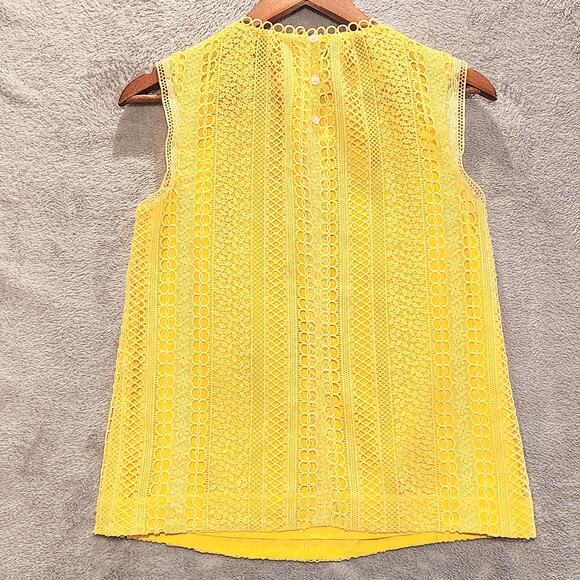 J. Crew Womens Yellow Layered Multi Pattern Crochet Sleeveless Blouse Size 0 - Picture 5 of 13